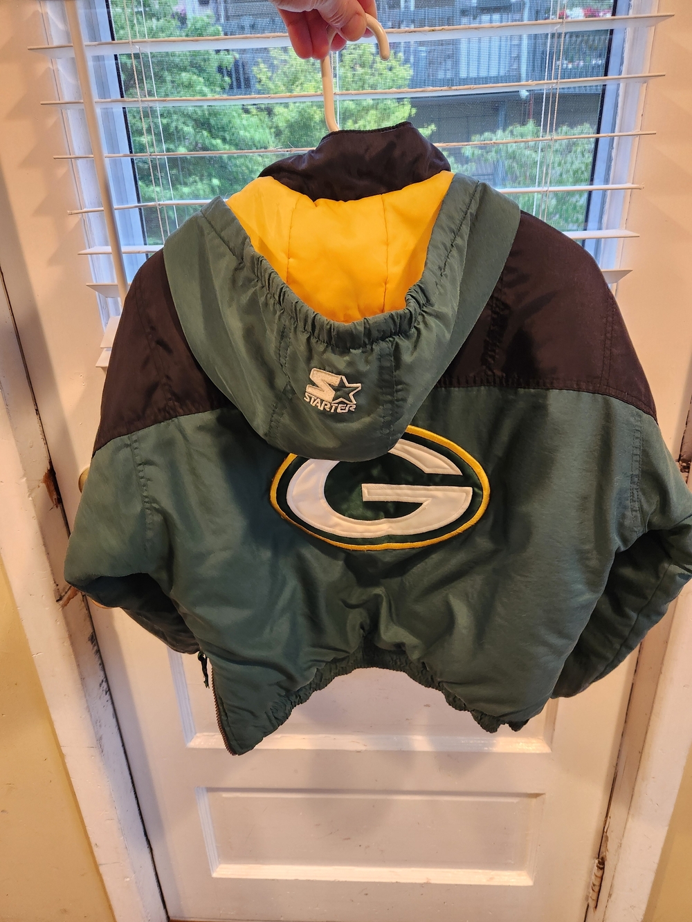 Vintage STARTER Green Bay Packers Pull Over Coat Size Medium Boys
